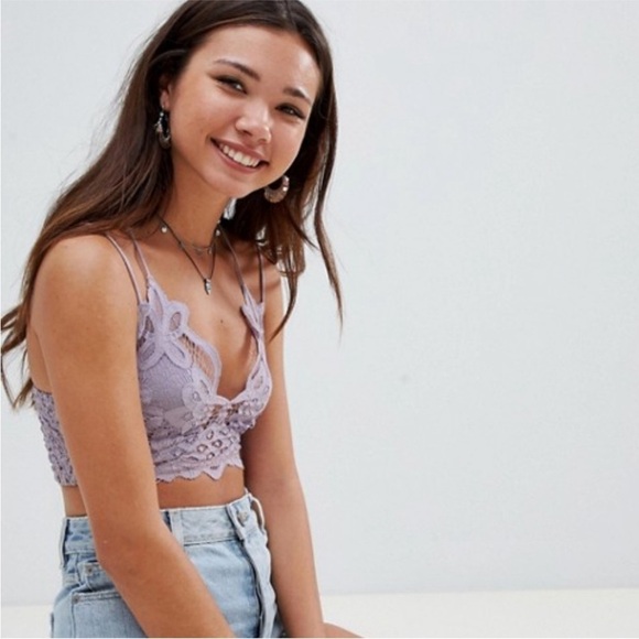 Free People One Lilac Purple Adella Lace Bralette Bra - Picture 2 of 12
